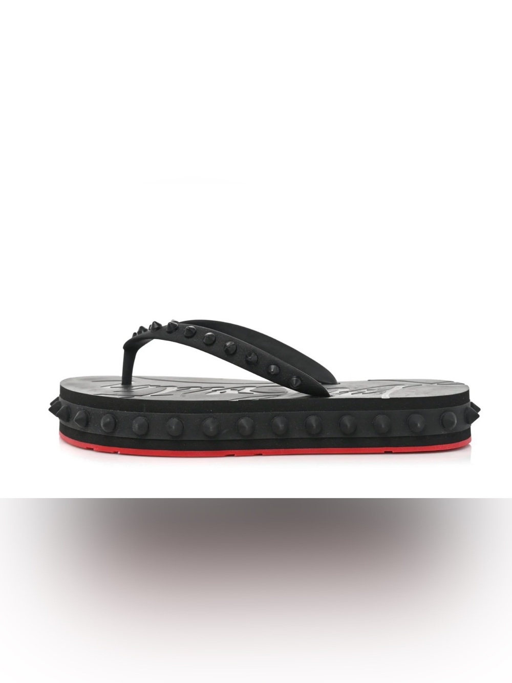 Christian Louboutin Loubi Flip Spike Thong Sandals Black & Red EU 38